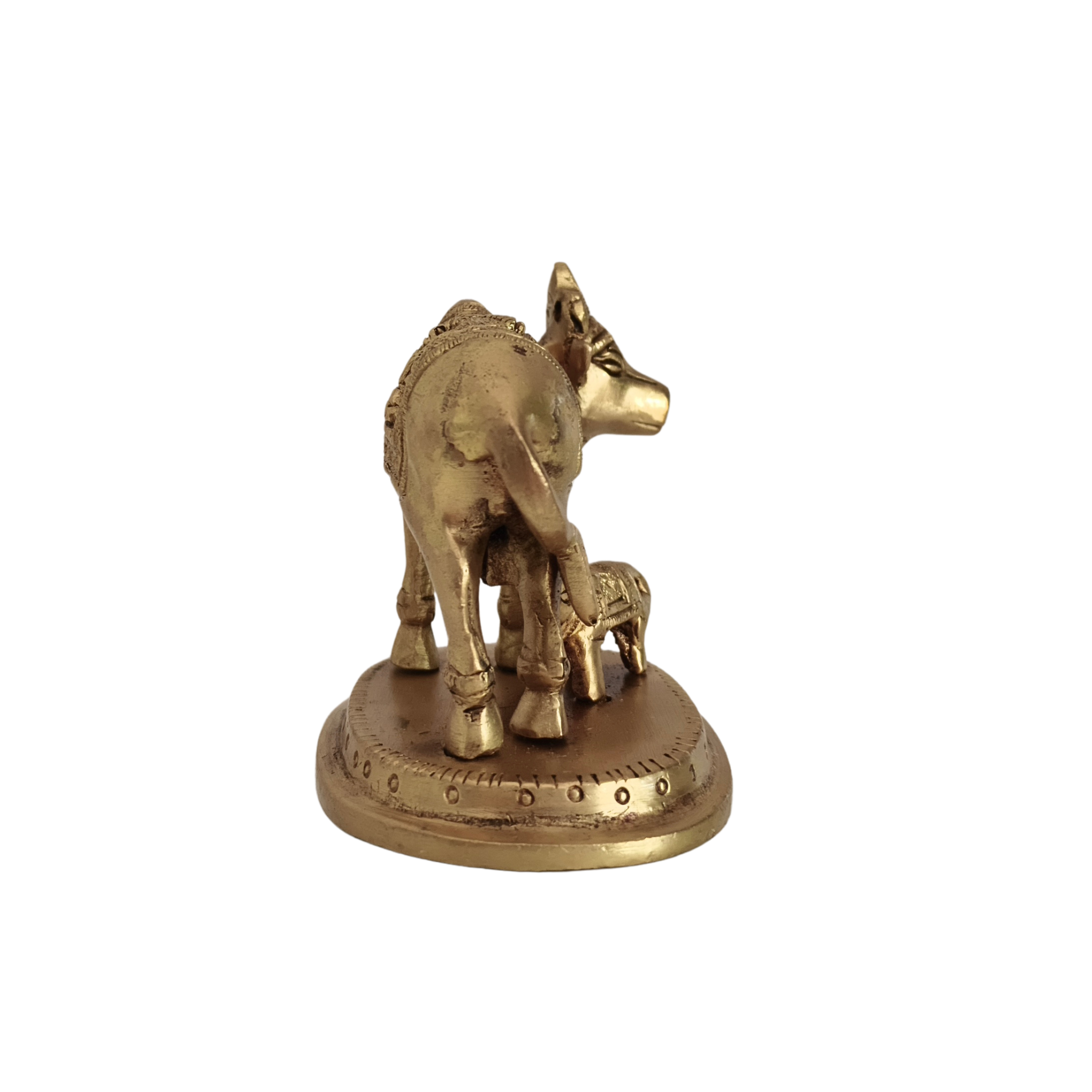 Brass Kamadhenu Cow and Calf Idol – Divine Gau Mata for Wealth