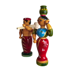 The Etikoppaka Village Couple - A Portrait of Rural Life in Lacquerware   Etikoppaka Lacquerware