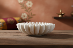 Elegant Marble Ruffle Edge Decorative Bowl   Marble Soft Stone
