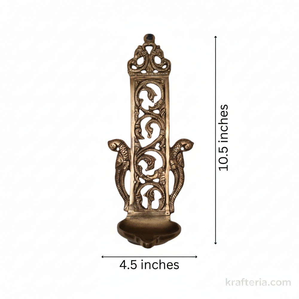 Brass Peacock Oil Lamp (Diya) | Handcrafted Traditional Indian Wall Art   Brass Artwork
