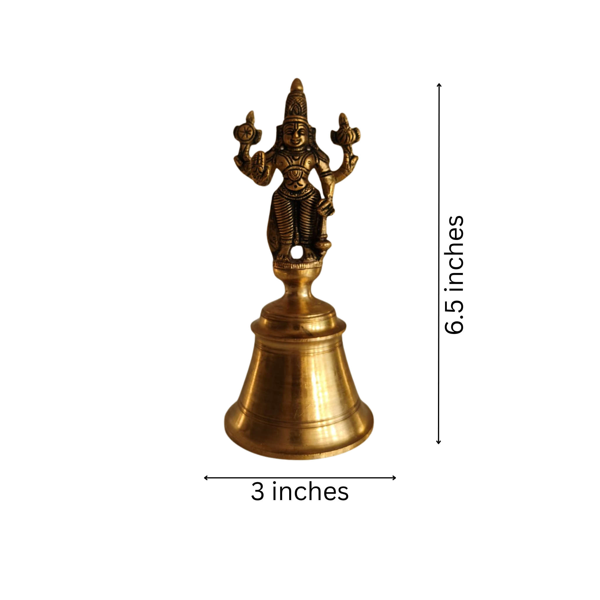 Small Brass Temple Bell with Lord Vishnu Handle