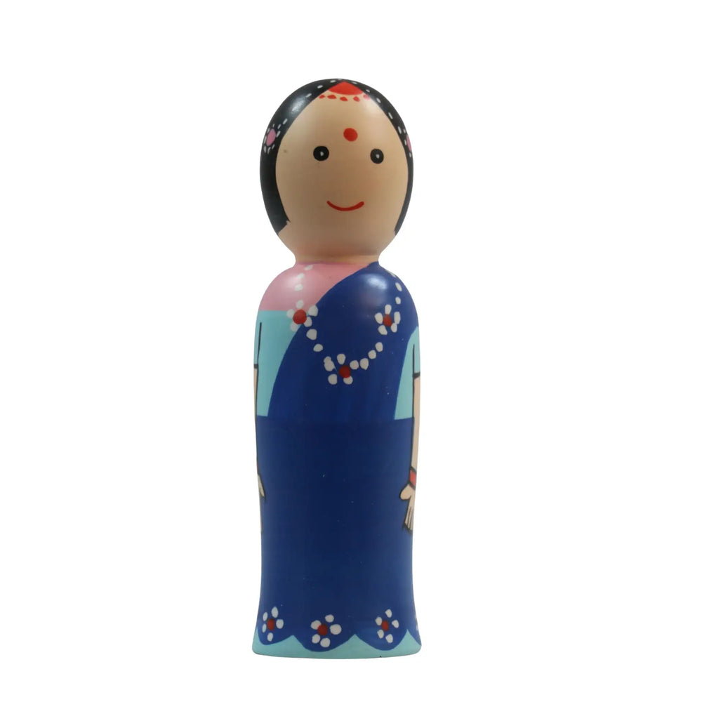Indian devotional Radha wooden peg dolls