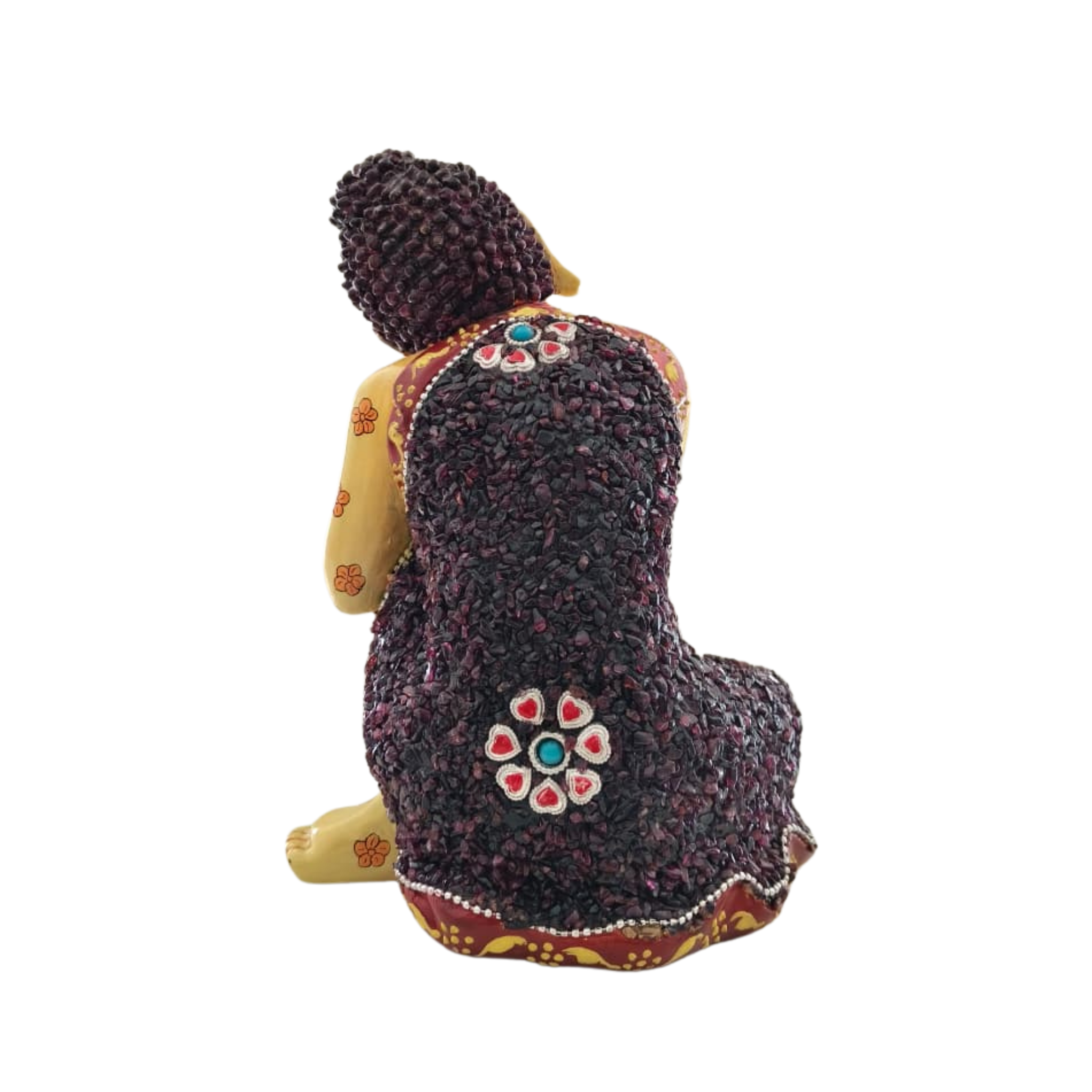 Resin Buddha Idol with Stones | Decorative Spiritual Sculpture