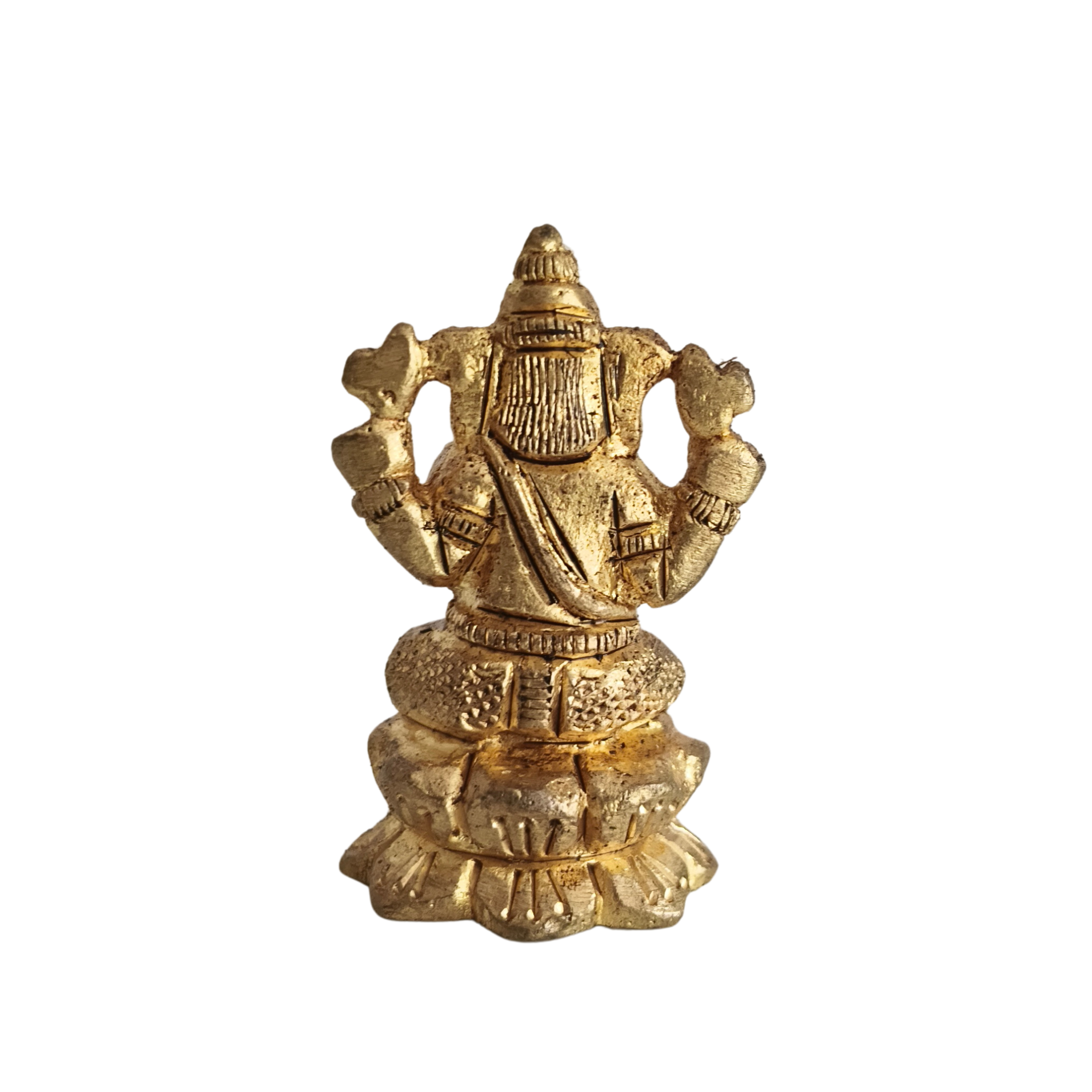 Small Golden Brass Sitting Lord Ganesha Idol - Prosperity Murti