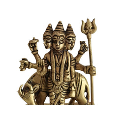 Brass Idol of Dattatreya with Three Heads and Four Dogs   Brass Ware