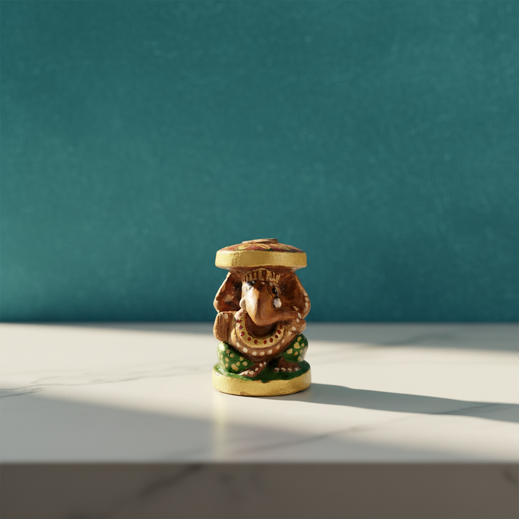 Wooden Ganesh Statue – Beautiful Hand-Painted Religious Art