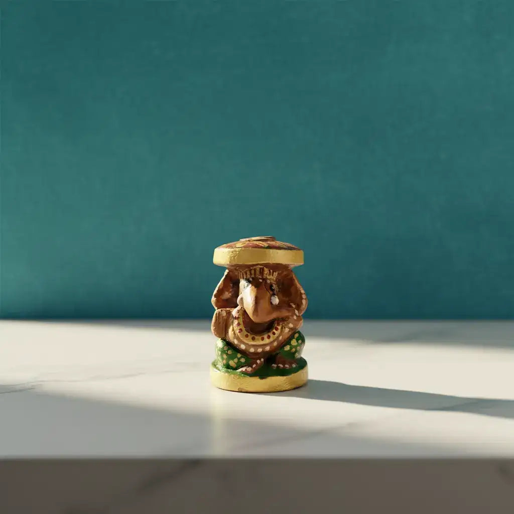 Wooden Ganesh Statue – Beautiful Hand-Painted Religious Art   Wooden Idols