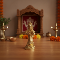 Miniature Golden Brass Goddess Annapoorna Idol - Dispenser of Nourishment