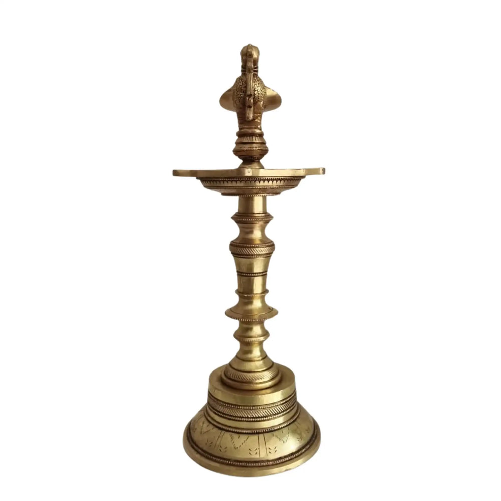 Brass Peacock Oil Lamp – Standing Pooja Deepam   Brass Ware