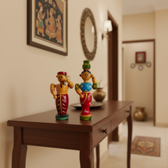 The Etikoppaka Village Couple - A Portrait of Rural Life in Lacquerware   Etikoppaka Lacquerware
