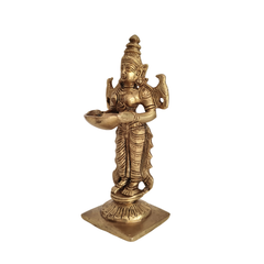 Graceful Brass Lady with Diya – Symbol of Devotion and Radiant Light from Aligarh