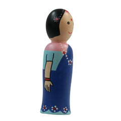 Handcrafted wooden Radha peg dolls with fine details