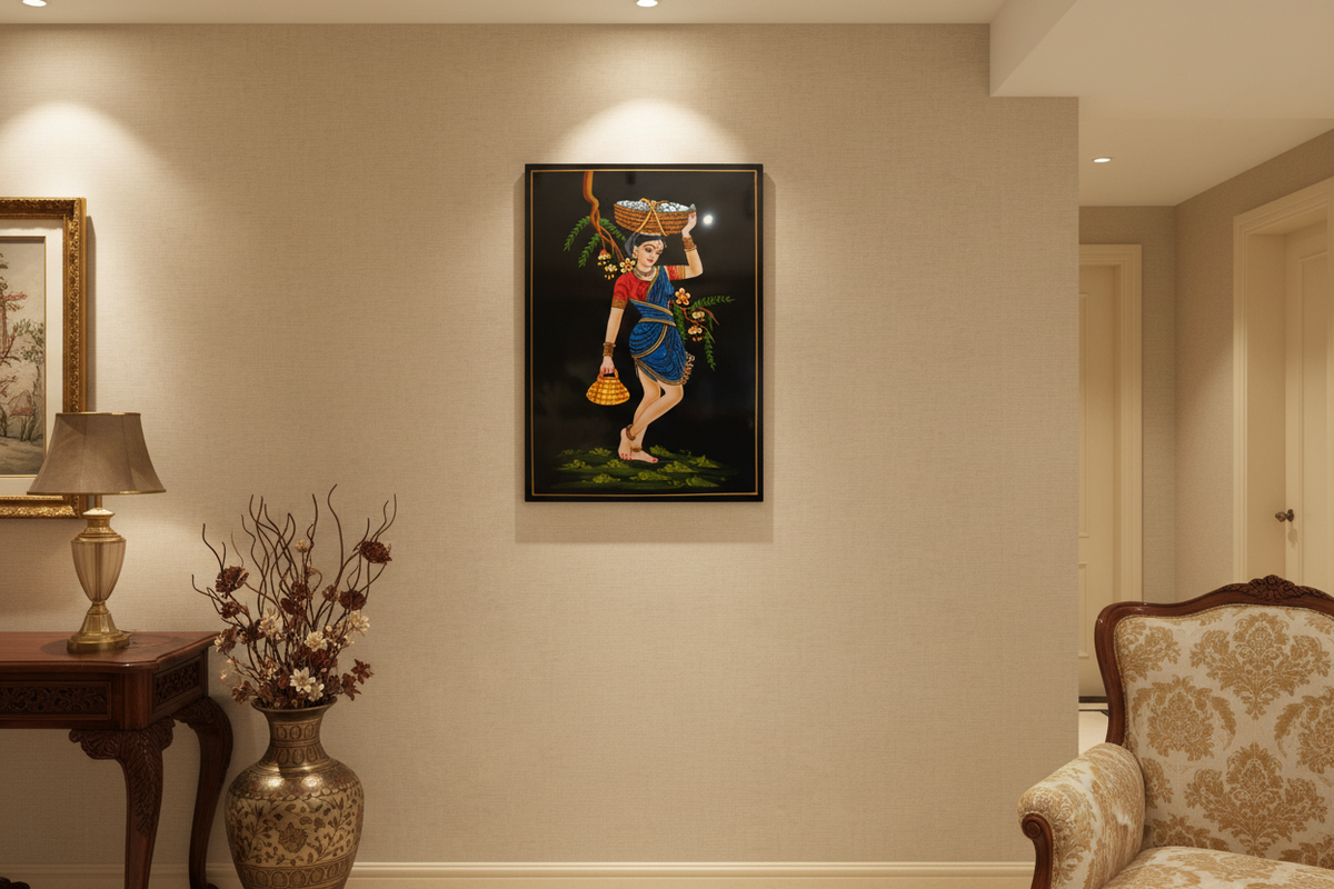 The Moonlit Fisherwoman Nirmal Painting   Paintings