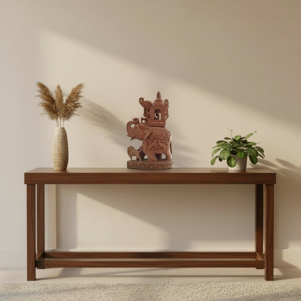 Hand-Carved Wooden Elephant with Ambari | Traditional Indian Decor