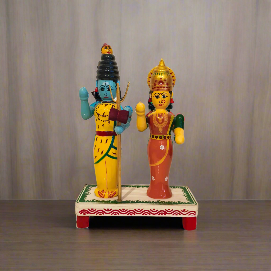 Traditional Etikoppaka Art - Ardhanarishvara (Shiva-Parvati)