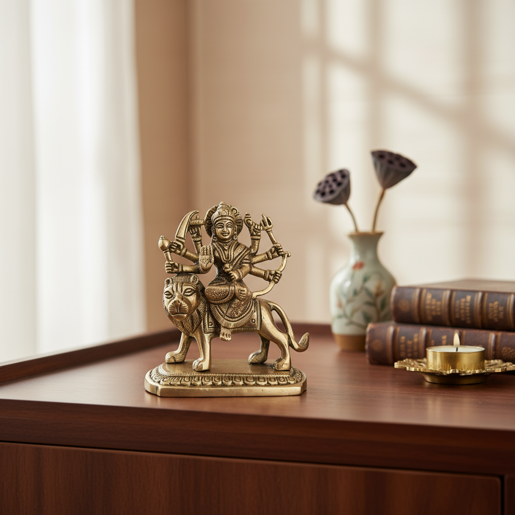 Majestic Durga Devi Brass Idol – Symbol of Divine Power and Protection