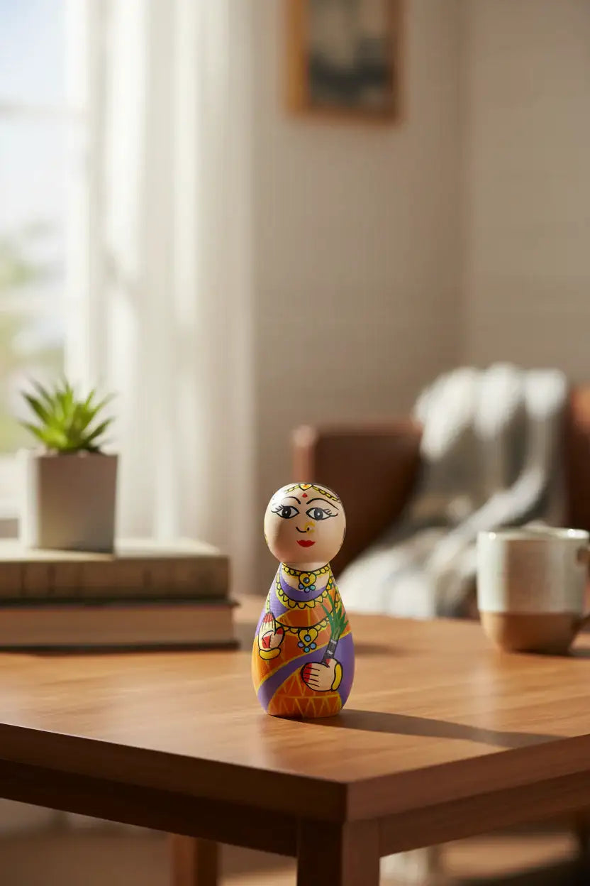 Hand-Painted Devi Dolls – Non-Toxic & Safe Colors   Wooden Lacquerware&toys