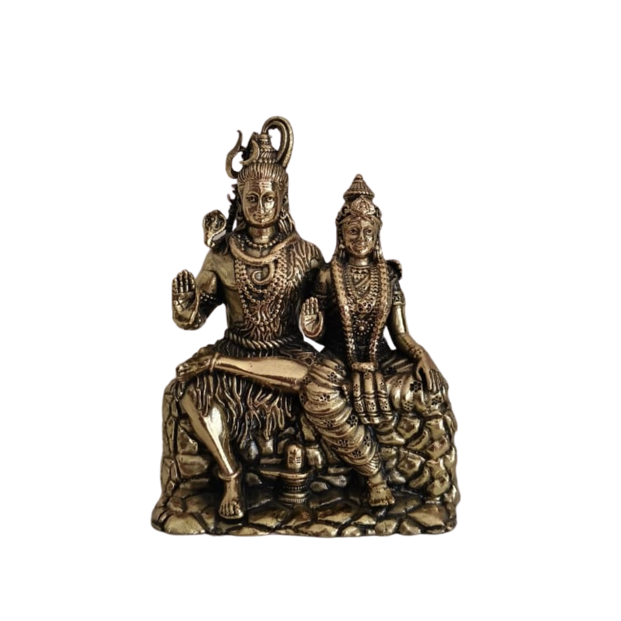 Brass Shiva Parvati Idol – Uma-Maheshwara Seated on Kailash