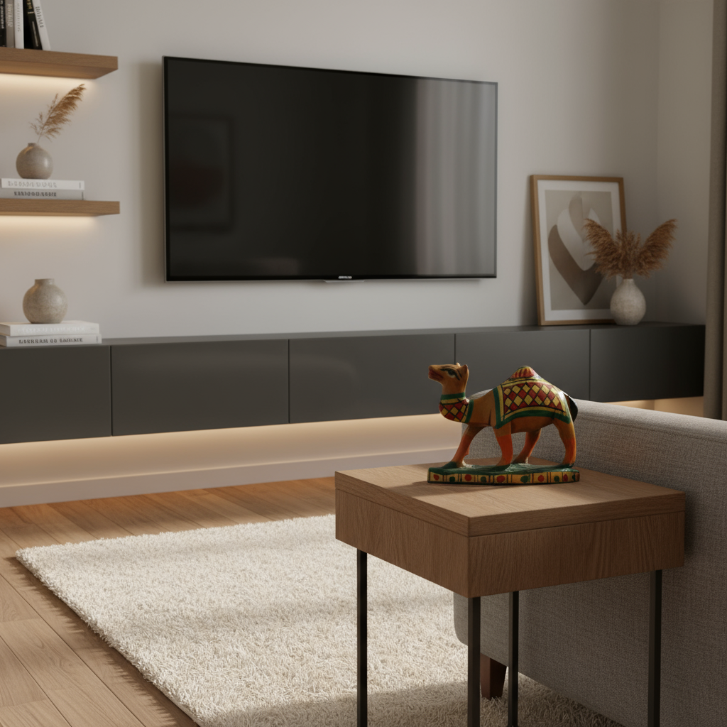 Hand-Painted Wooden Camel – Artisan Decorative Figurine