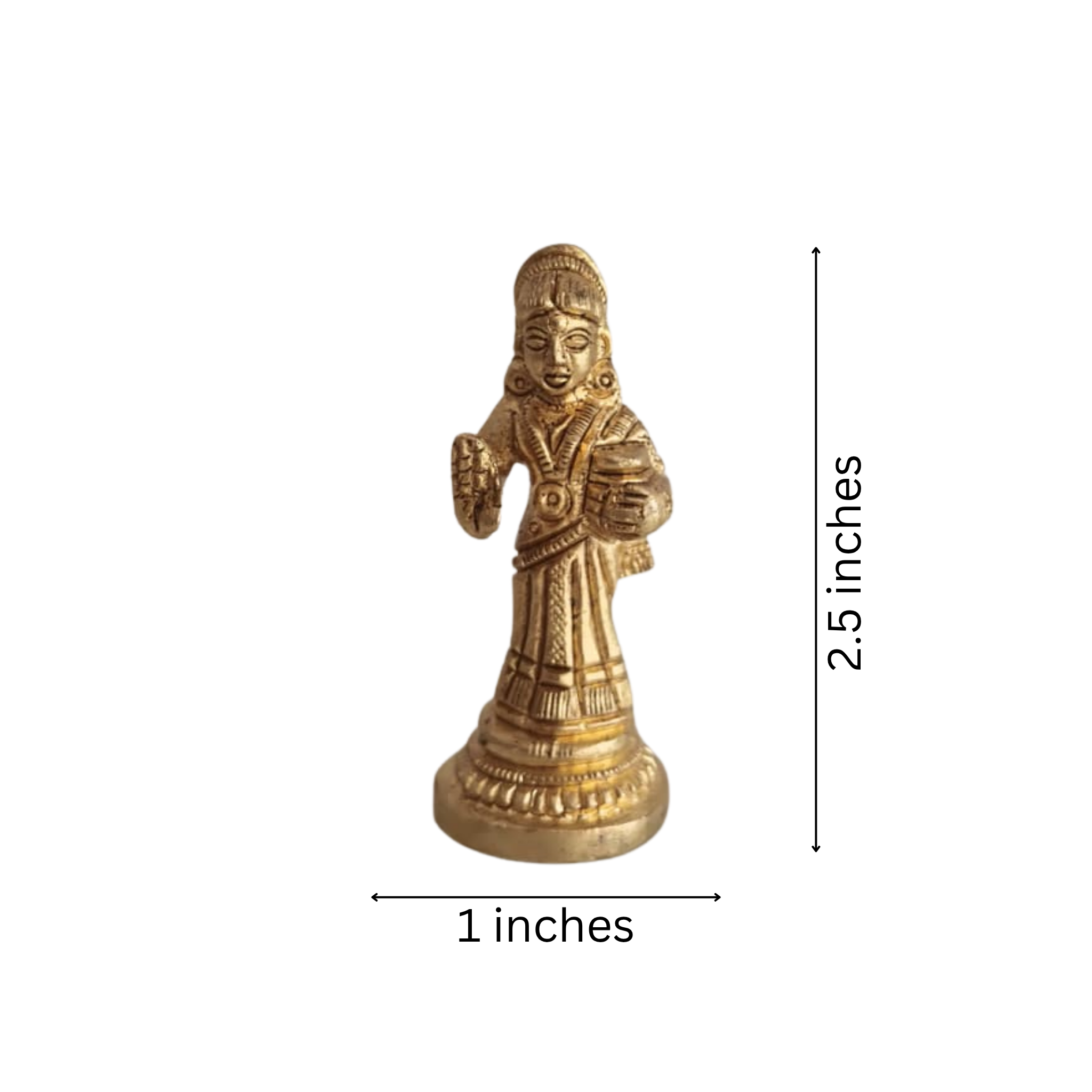 Miniature Golden Brass Goddess Annapoorna Idol - Dispenser of Nourishment