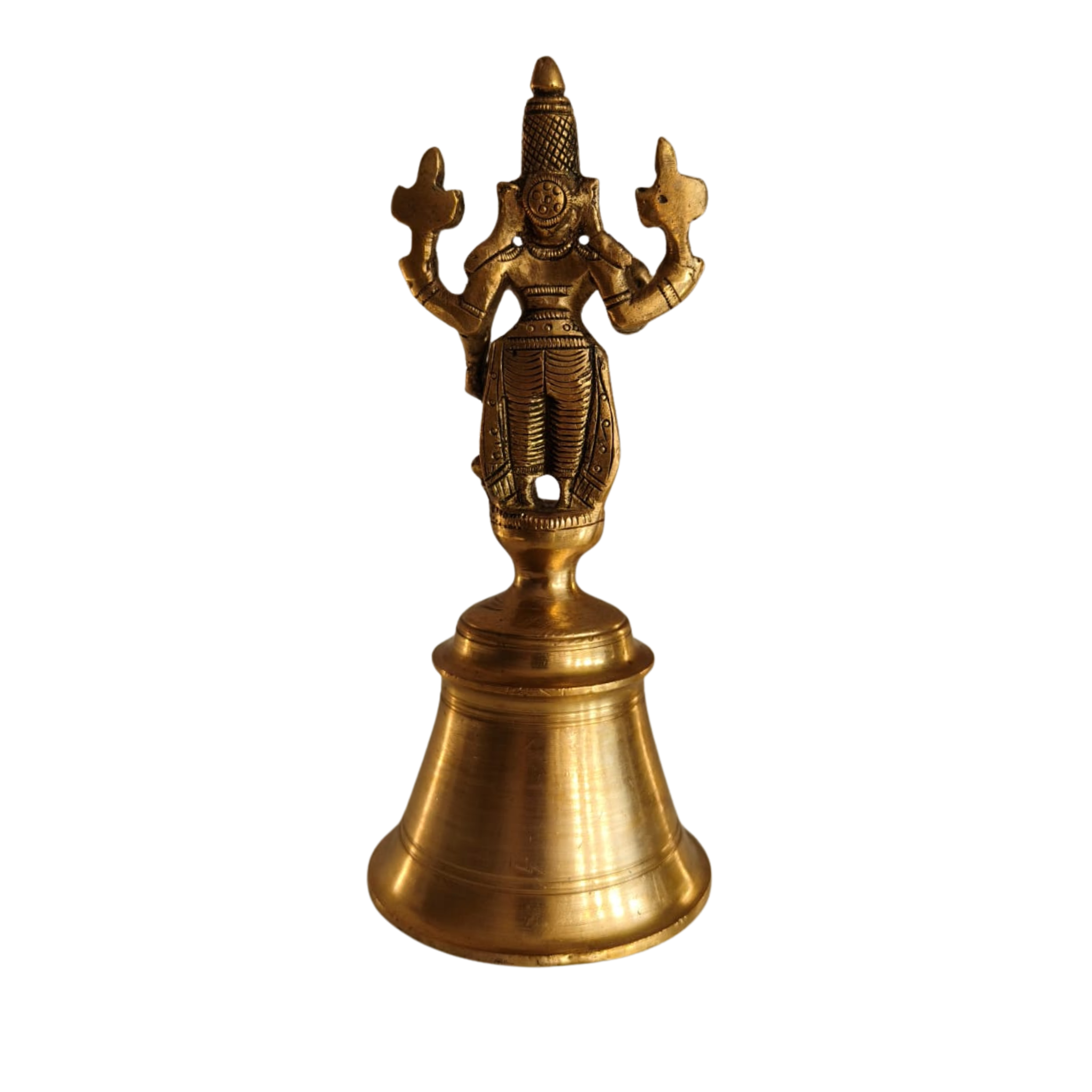 Small Brass Temple Bell with Lord Vishnu Handle