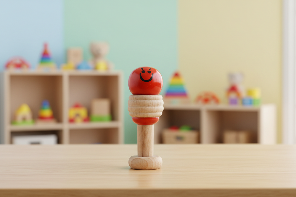 Baby rattle toy with non-toxic colour coating