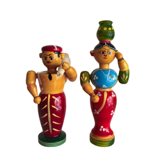 The Etikoppaka Village Couple - A Portrait of Rural Life in Lacquerware   Etikoppaka Lacquerware