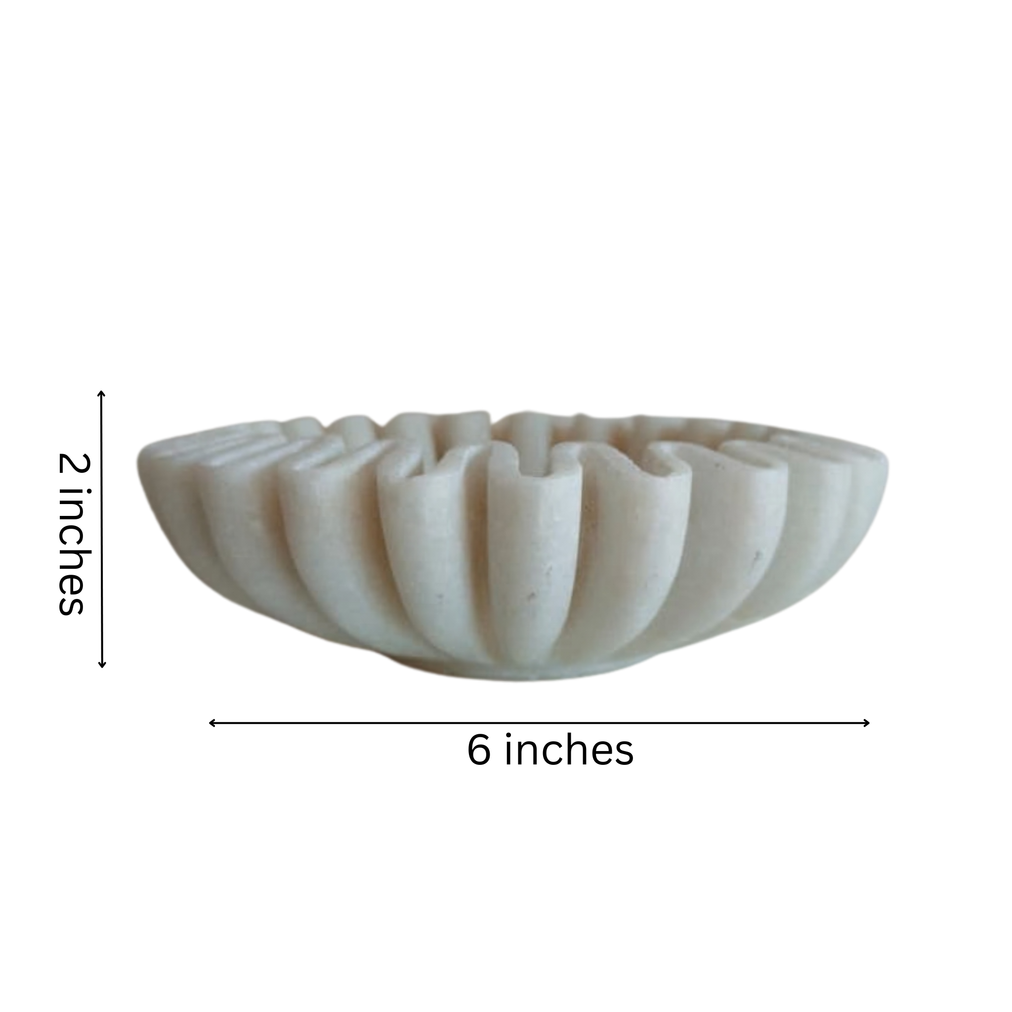 Modern marble accent bowl with fluted ruffle design.