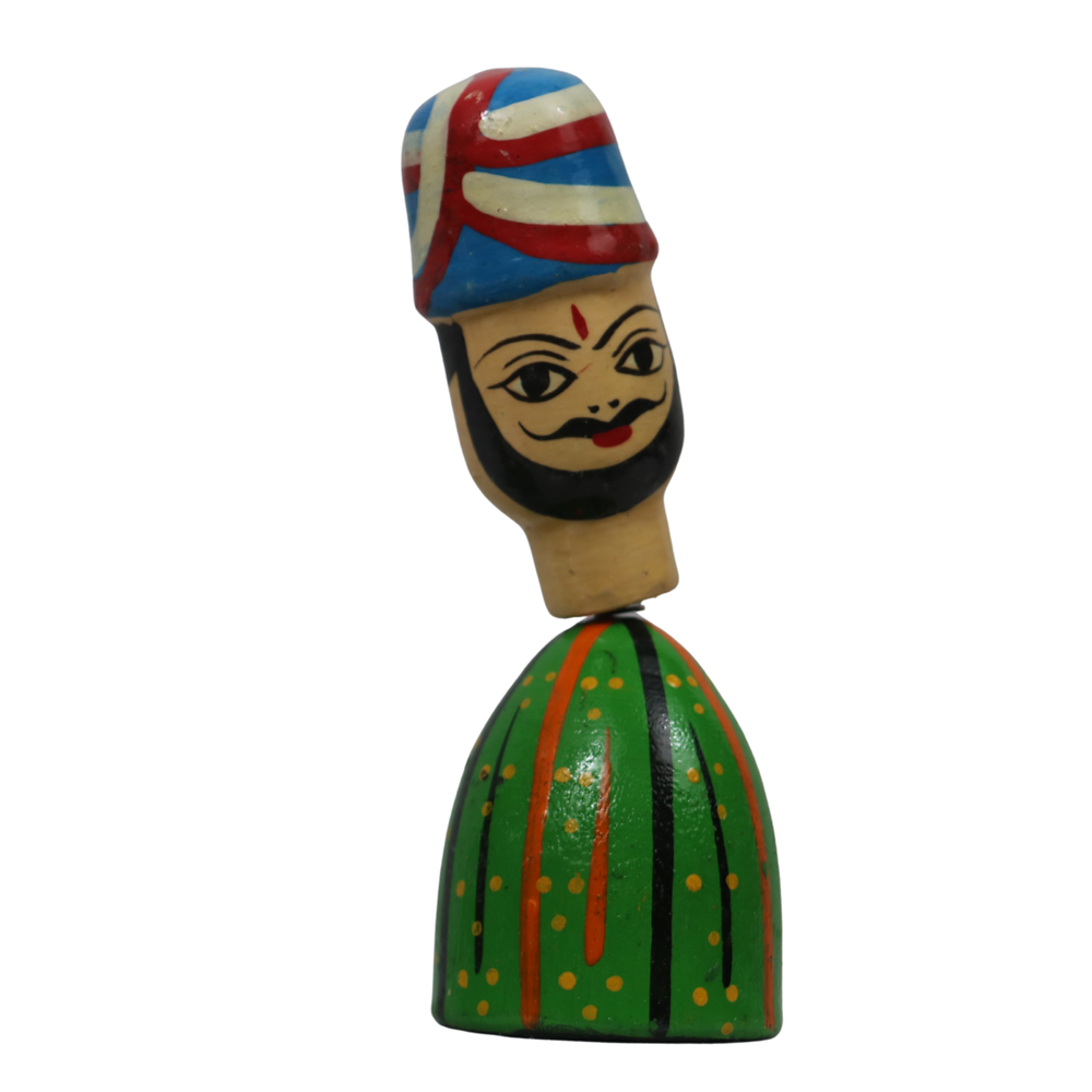 Sardar Spring Doll – Handcrafted Bobble Head for Car & Home Decor   Wooden Lacquerware&toys