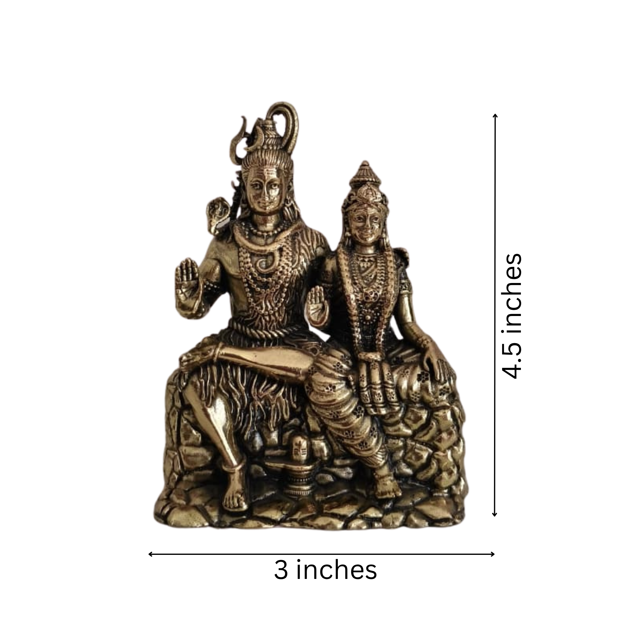 Brass Shiva Parvati Idol – Uma-Maheshwara Seated on Kailash