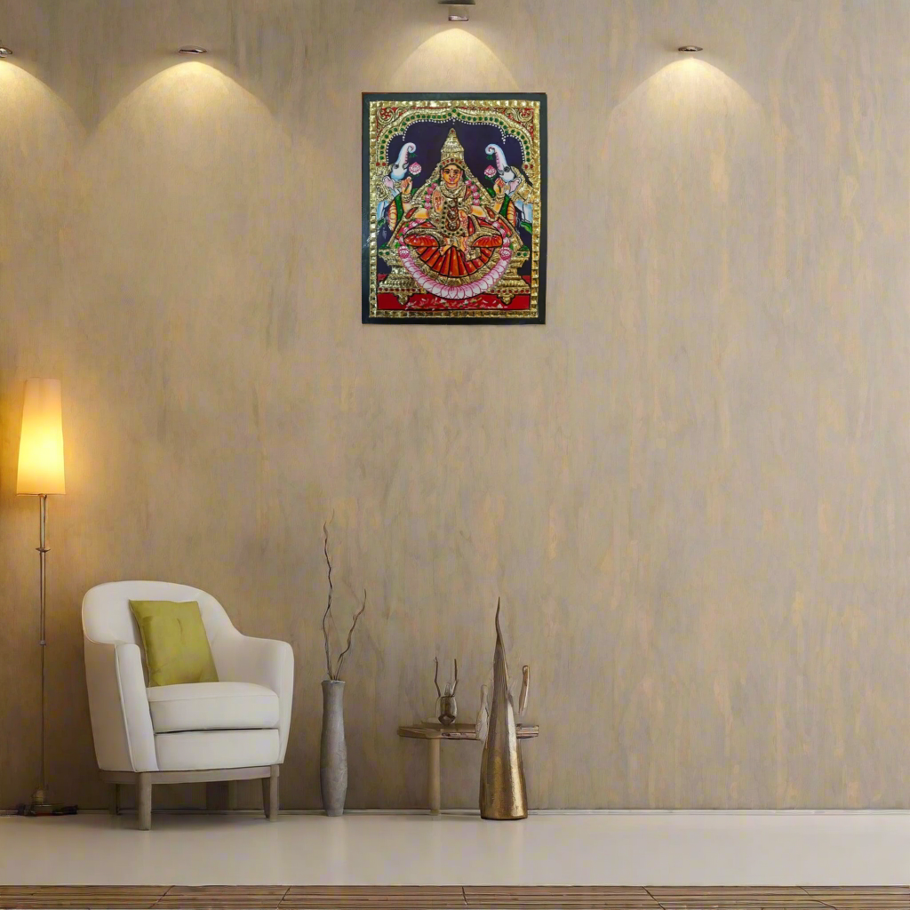 Elegant Laxmi Devi Thanjavur Painting – Vibrant & Detailed Artwork