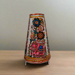 Traditional Indian Leather Puppetry Lamp - Floral Elephant | Bed Lamp