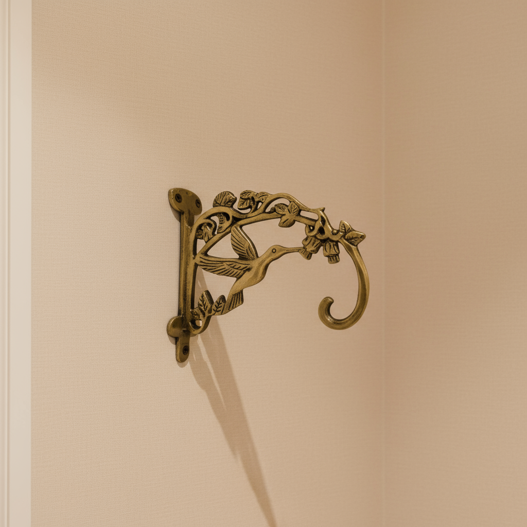 Ornate Antique Brass Wall Mounting Hanging Bracket