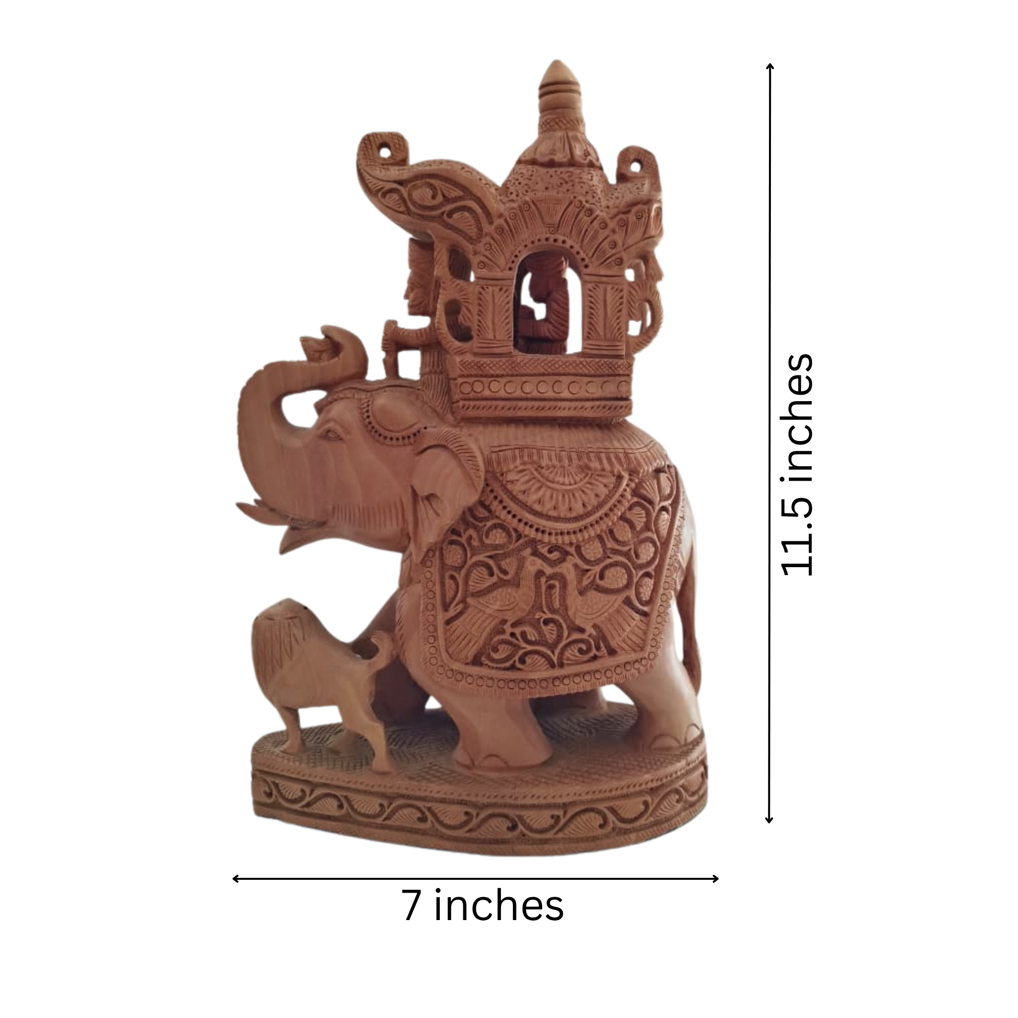 Hand-Carved Wooden Elephant with Ambari | Traditional Indian Decor