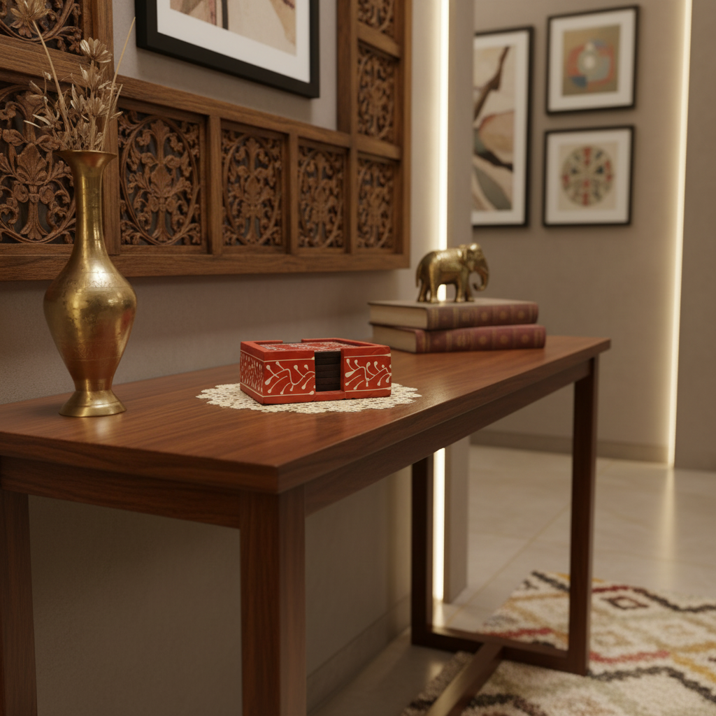 Hand-Painted Wooden Tea Coasters | Set of Decorative Drink Mats