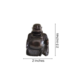 Miniature Dark Wood Finish Laughing Buddha Figurine