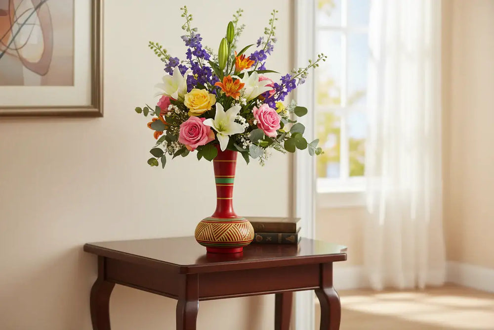Flower Vase – Handpainted with Safe Non-Toxic Colors   Wooden Lacquerware&toys