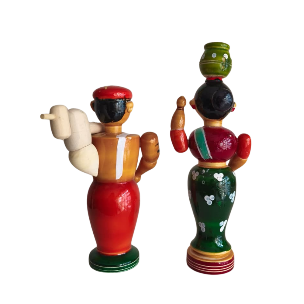 The Etikoppaka Village Couple - A Portrait of Rural Life in Lacquerware   Etikoppaka Lacquerware