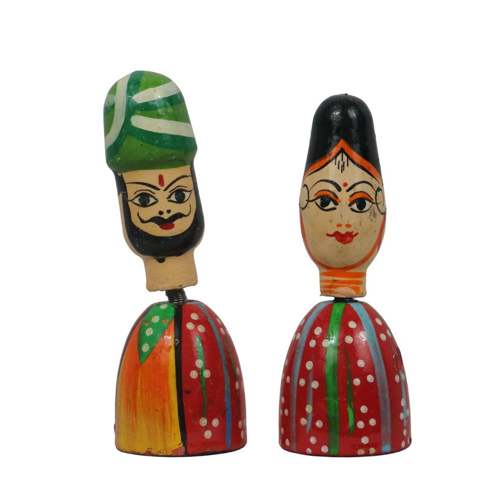 Sardar Spring Doll – Handcrafted Bobble Head for Car & Home Decor   Wooden Lacquerware&toys