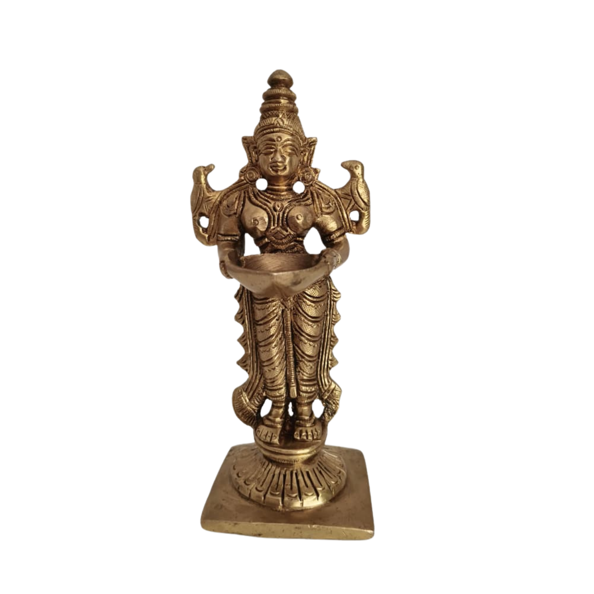 Graceful Brass Lady with Diya – Symbol of Devotion and Radiant Light from Aligarh