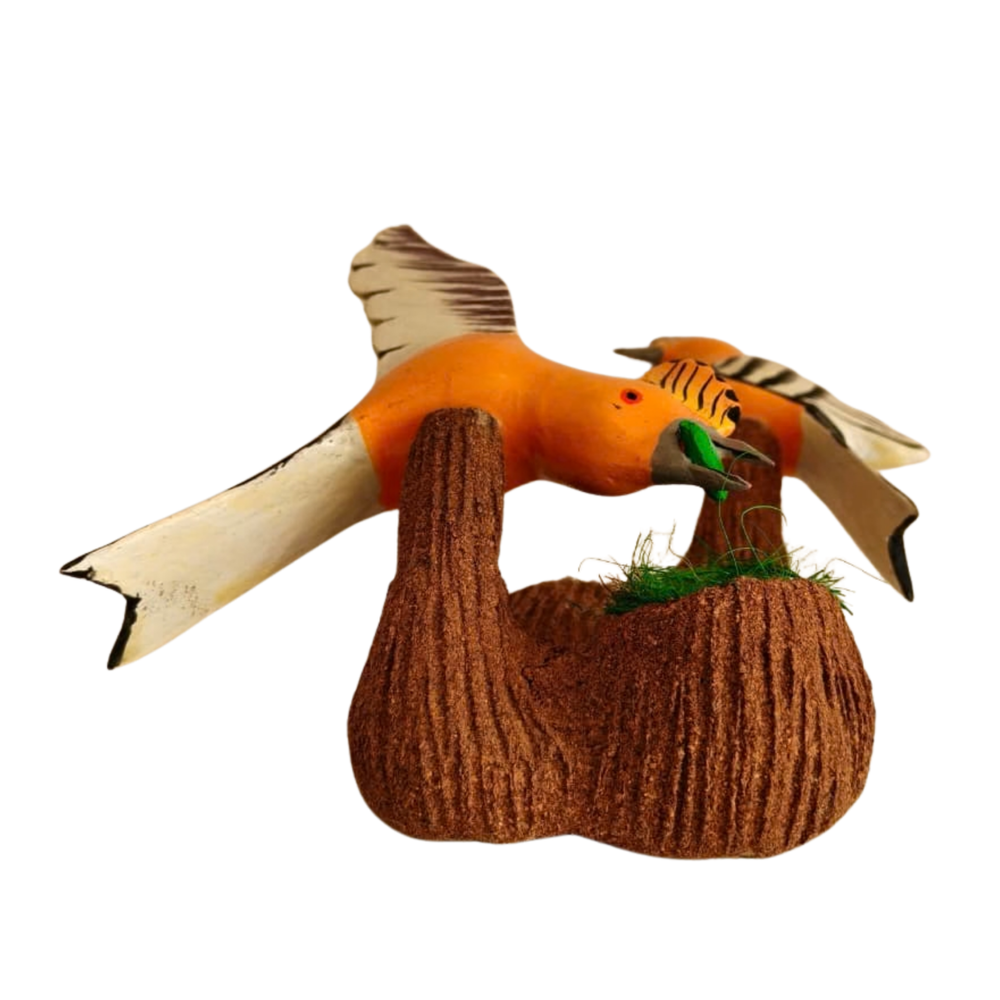 Hand-painted Nirmal wooden bird decorative wall art