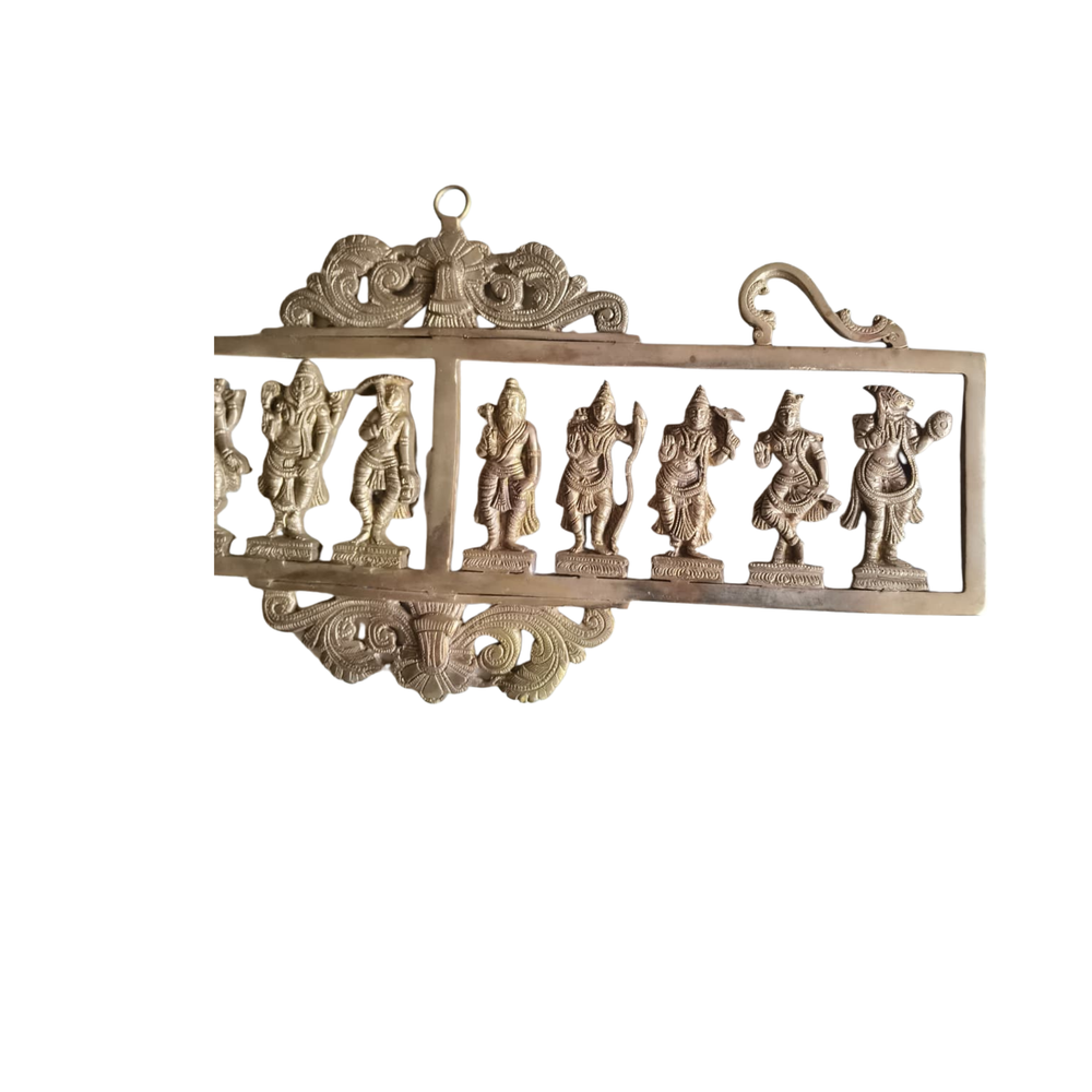 Handcrafted Brass Dashavatara Wall Hanging – Ten Incarnations of Lord Vishnu Panel   Brass Artwork