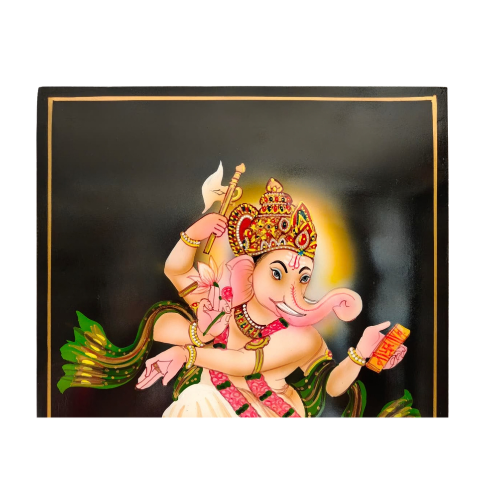 Dancing Lord Ganesha in Nirmal art style