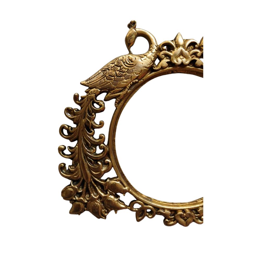 Peacock Brass Prabhavali Frame - Traditional Twin Peacock Wall Art   Brass Artwork