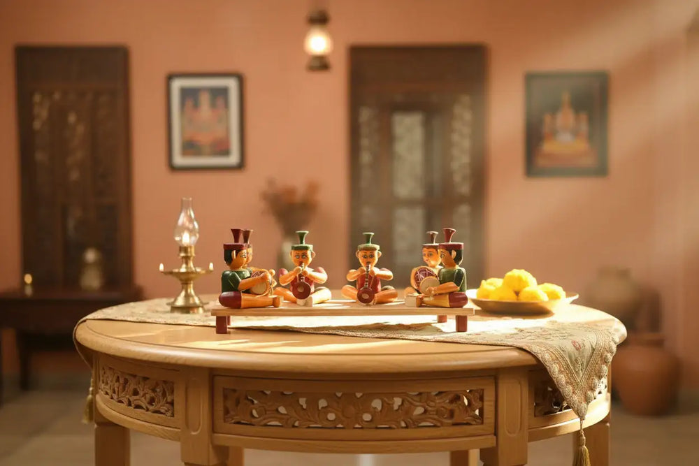 Channapatna wooden music set handcrafted traditional Indian toy instruments