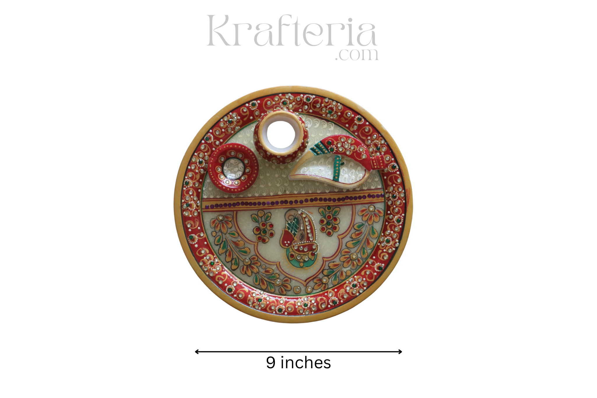 Divine Aura – Handcrafted Marble Pooja Thali