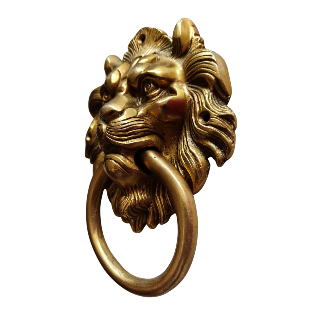 Handcrafted Brass Lion Head Door Knocker – Vintage Wall Décor Accent   Brass Artwork