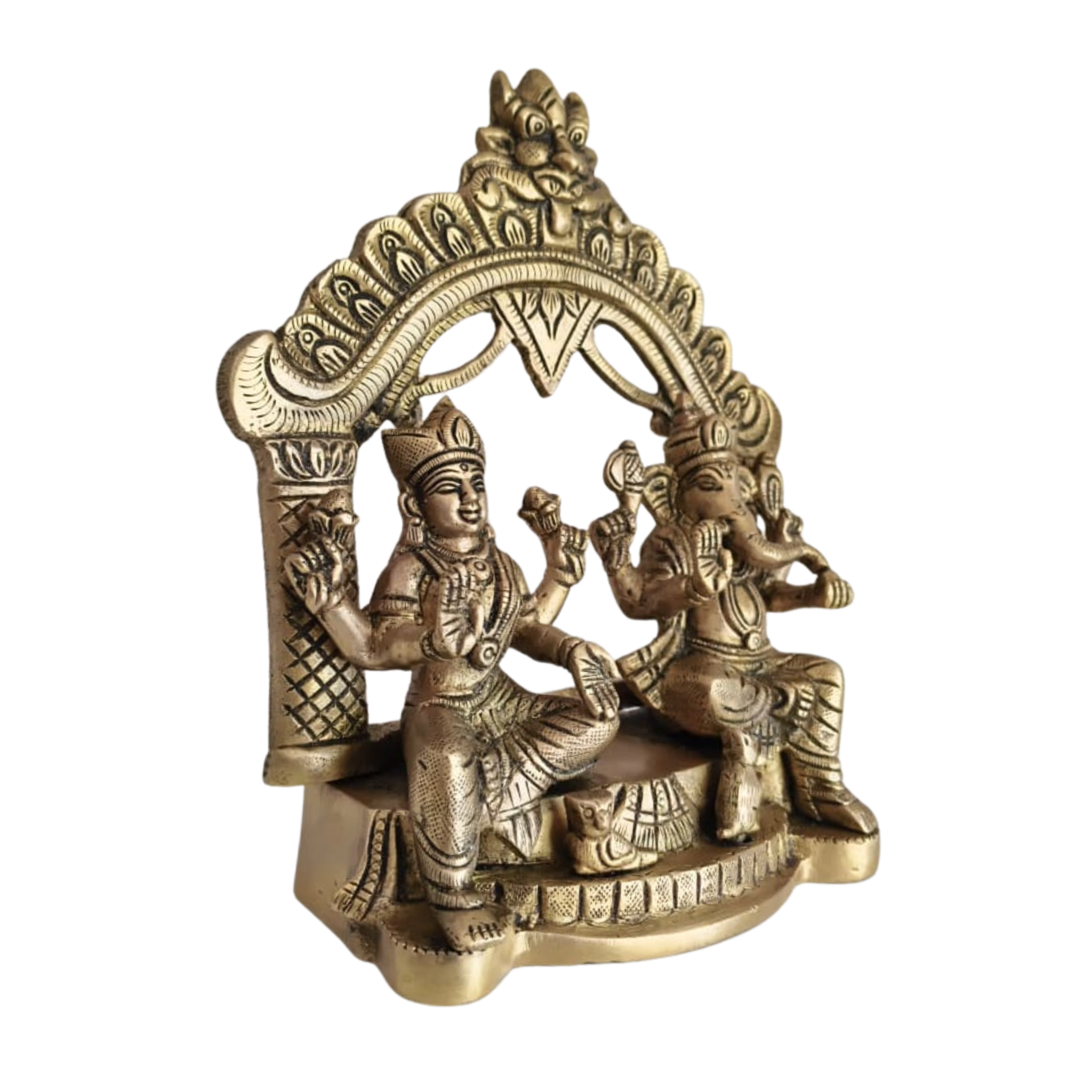 Brass Lakshmi and Ganesha Idol under Archway | Prabhavali
