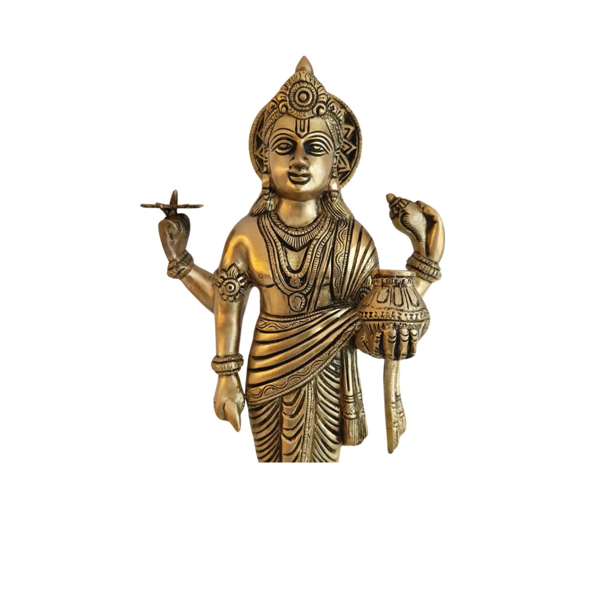 Standing Brass Idol of Lord Dhanvantari   Brass Ware