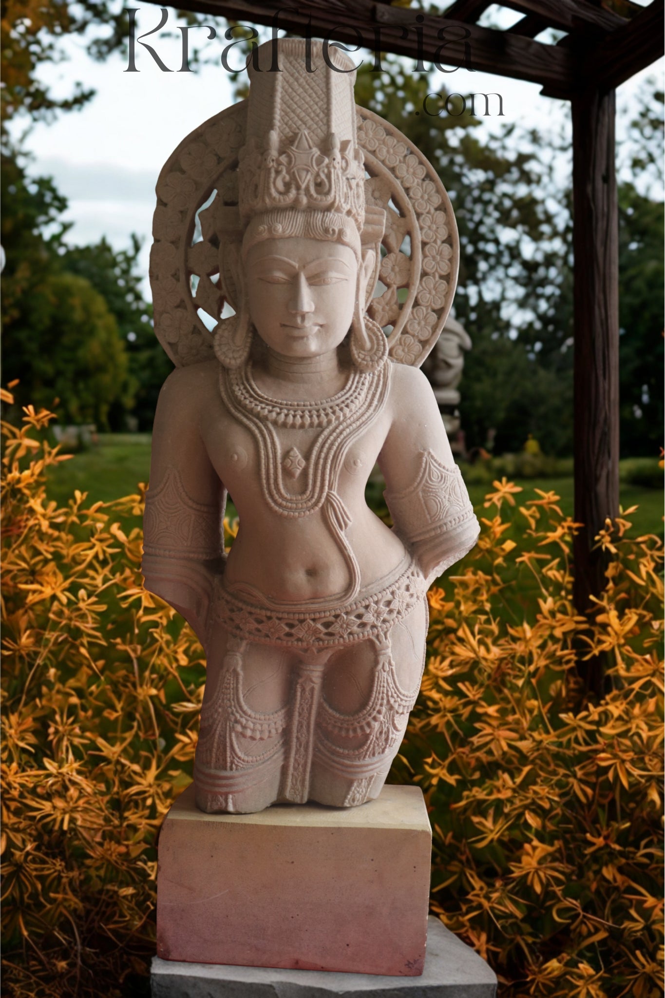 Ancient Indian Sandstone Sculpture of a Divine Being (Deva/Gandharva)